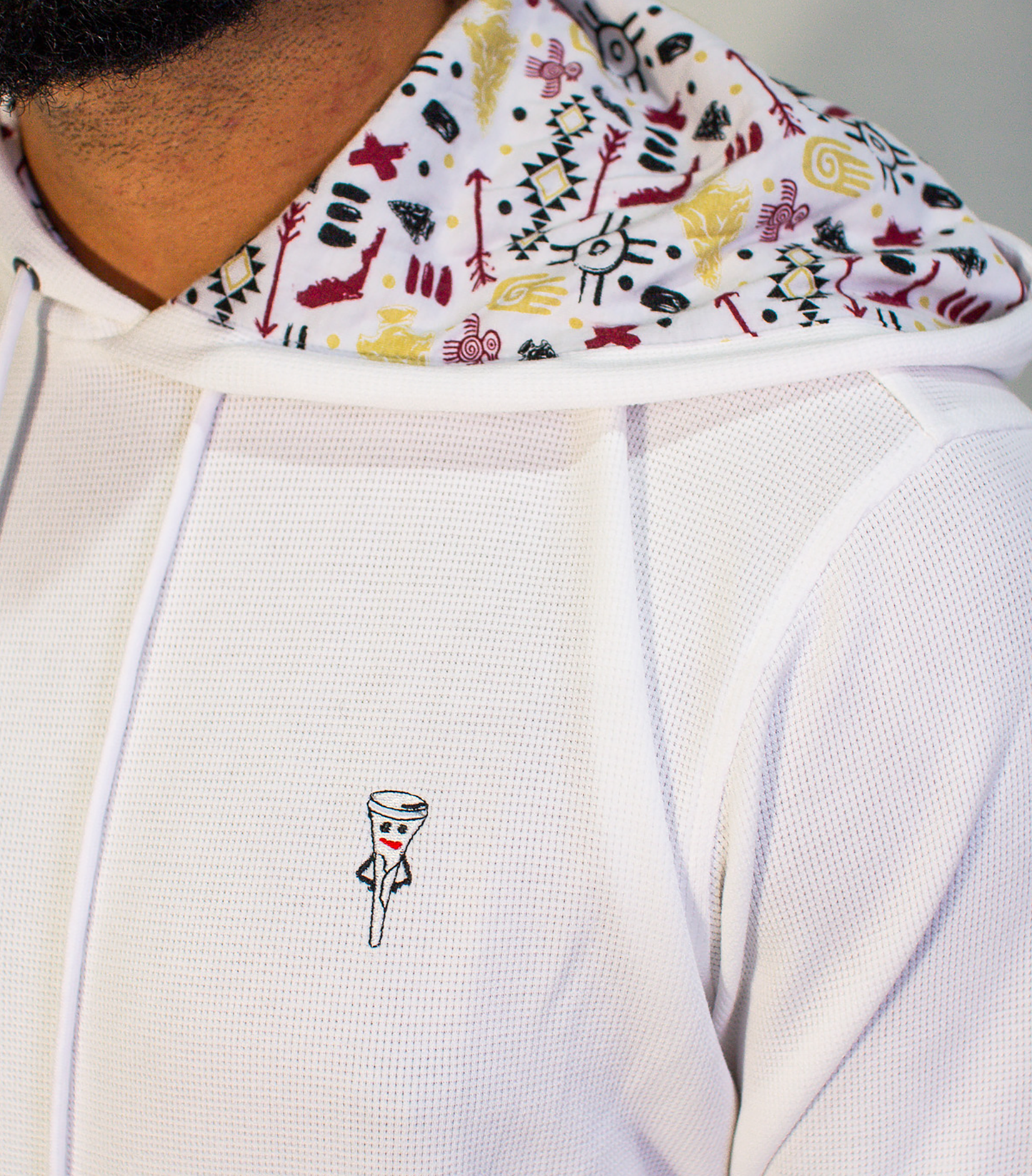 Tally Collegiate Waffled Hoodie, White