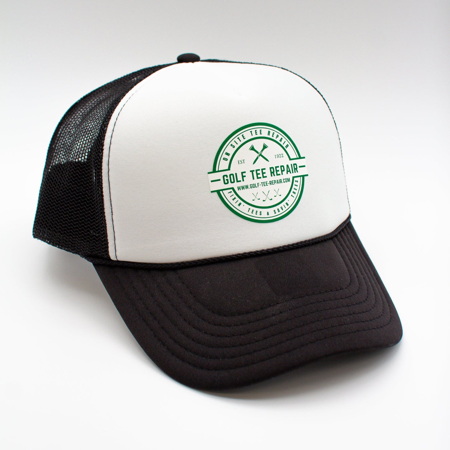 Trucker Hat, On-Site Tee Repair Logo, Black