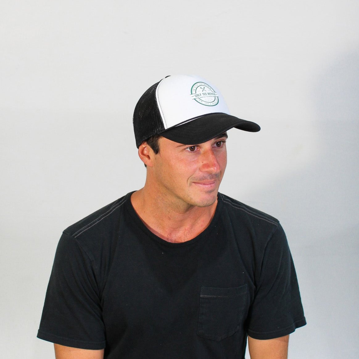 Trucker Hat, On-Site Tee Repair Logo, Black