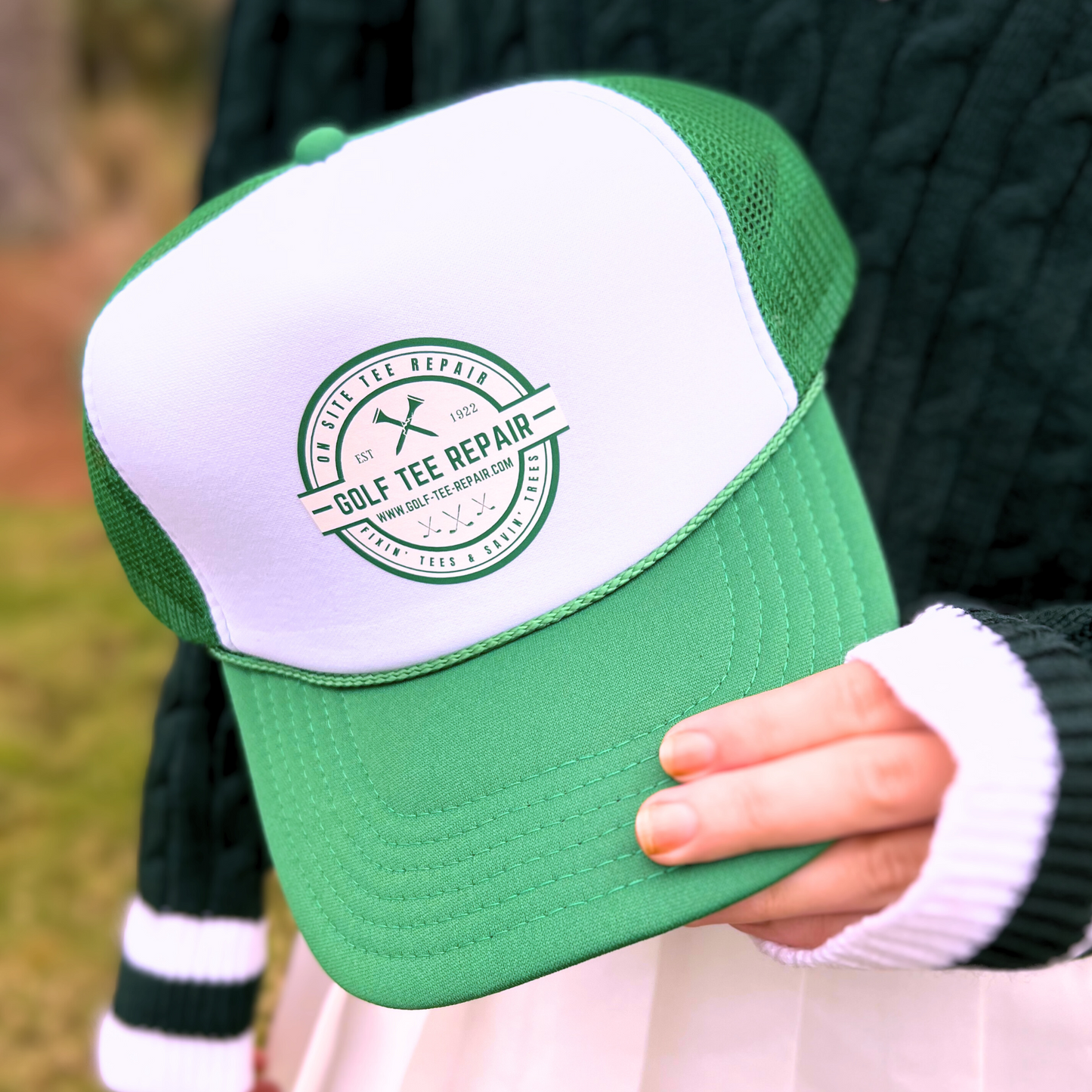 Trucker Hat, On Site Tee Repair Logo, Green