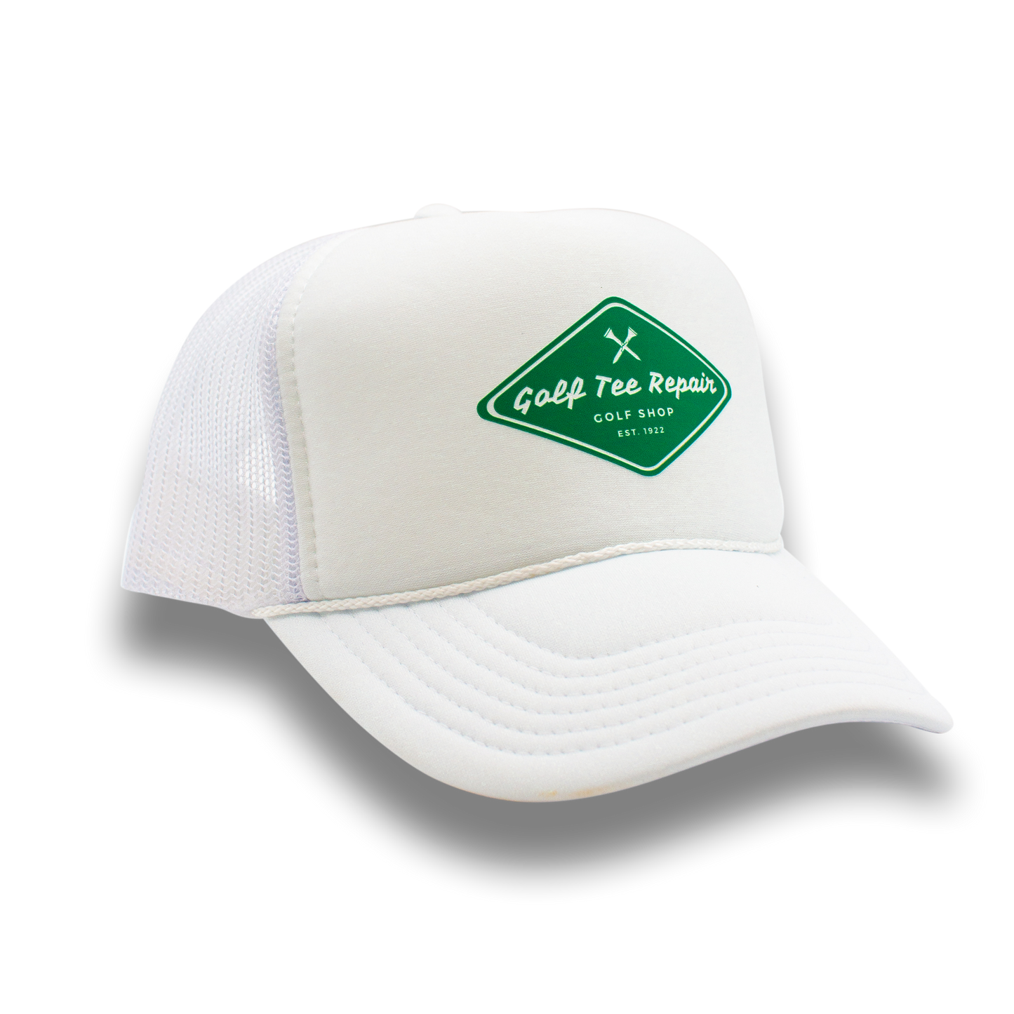 Trucker Hat, Golf Tee Repair Logo, White