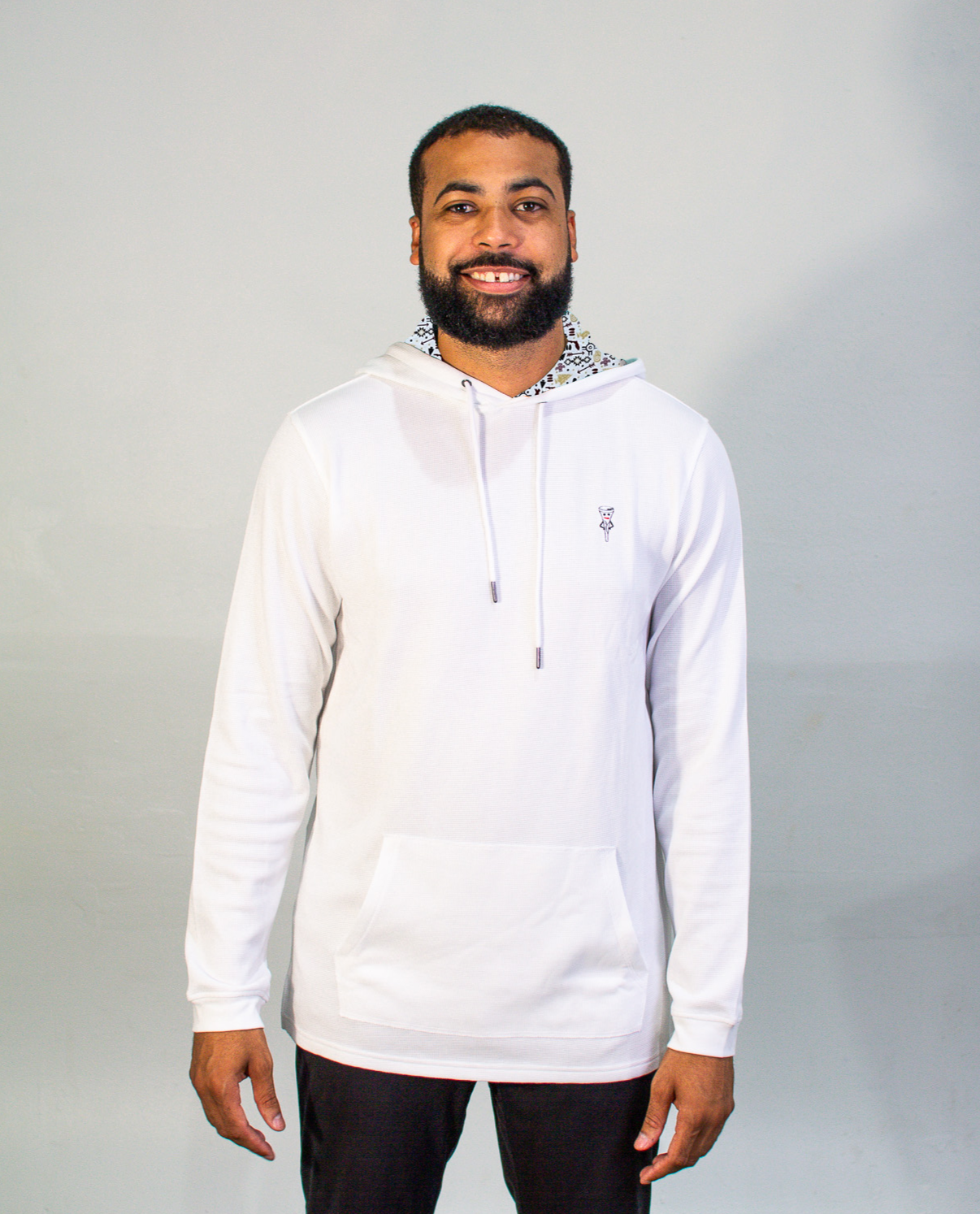 Tally Collegiate Waffled Hoodie, White