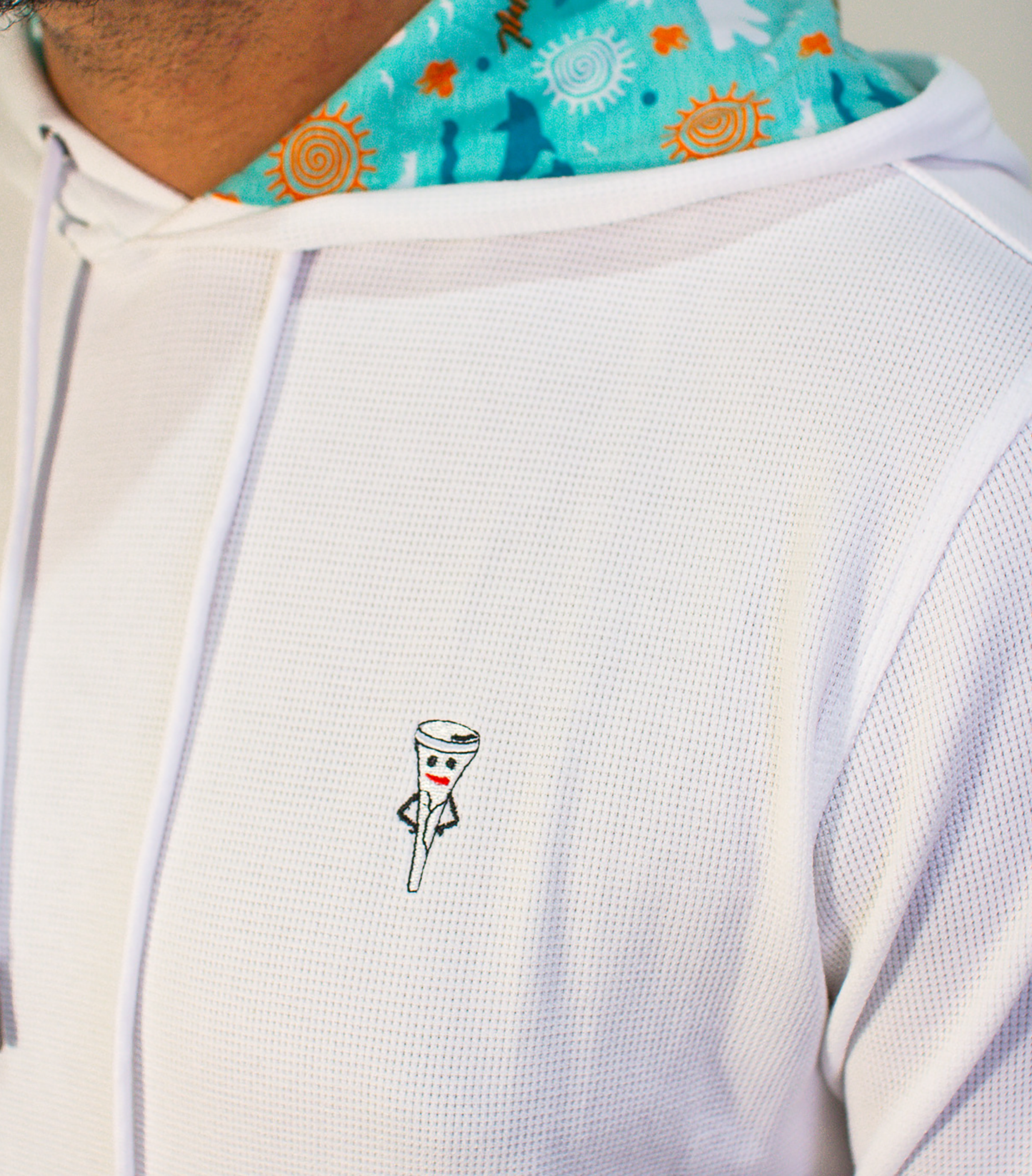 The Vice Pro Waffled Hoodie, White & Teal