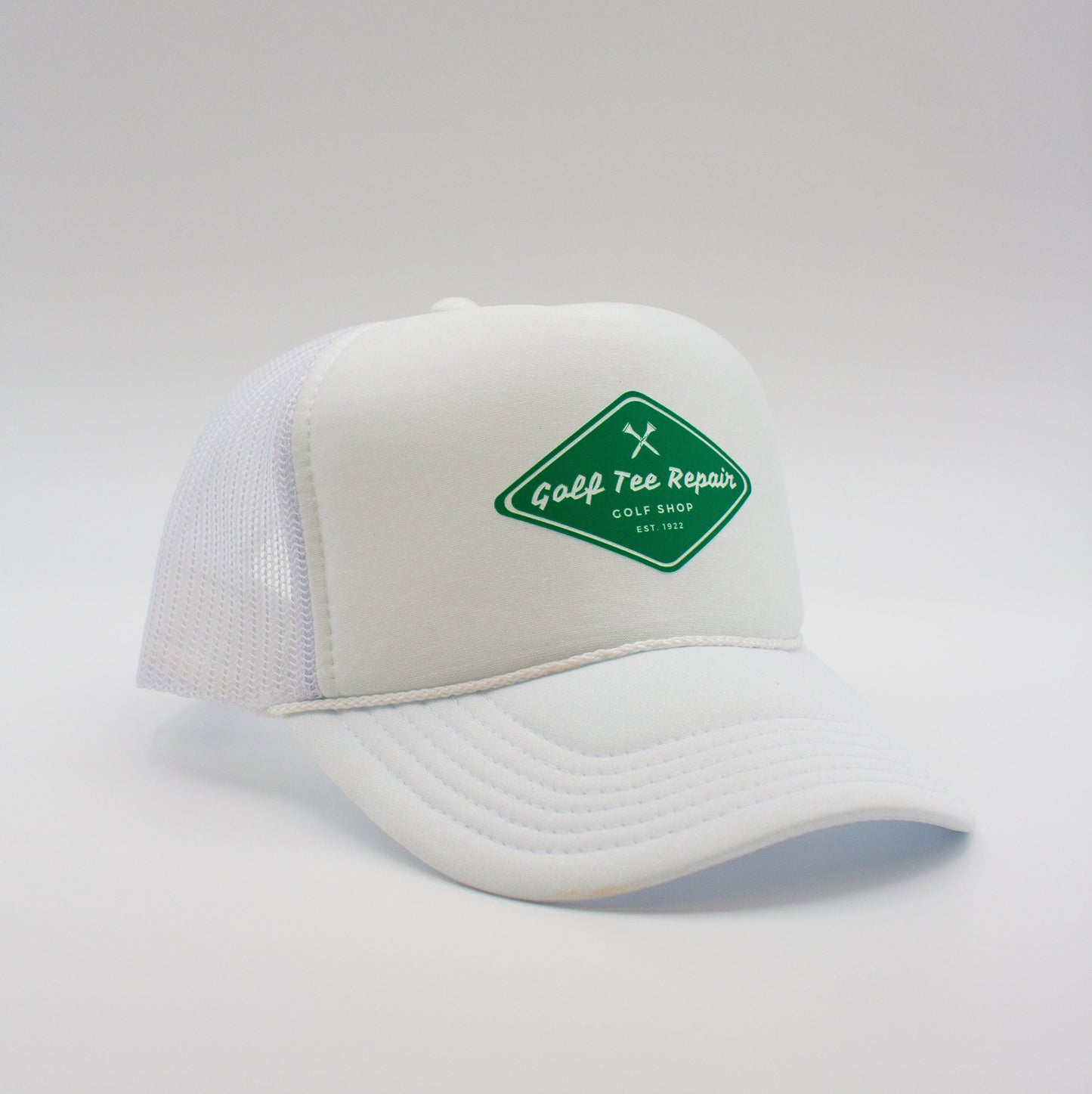 Trucker Hat, Golf Tee Repair Logo, White