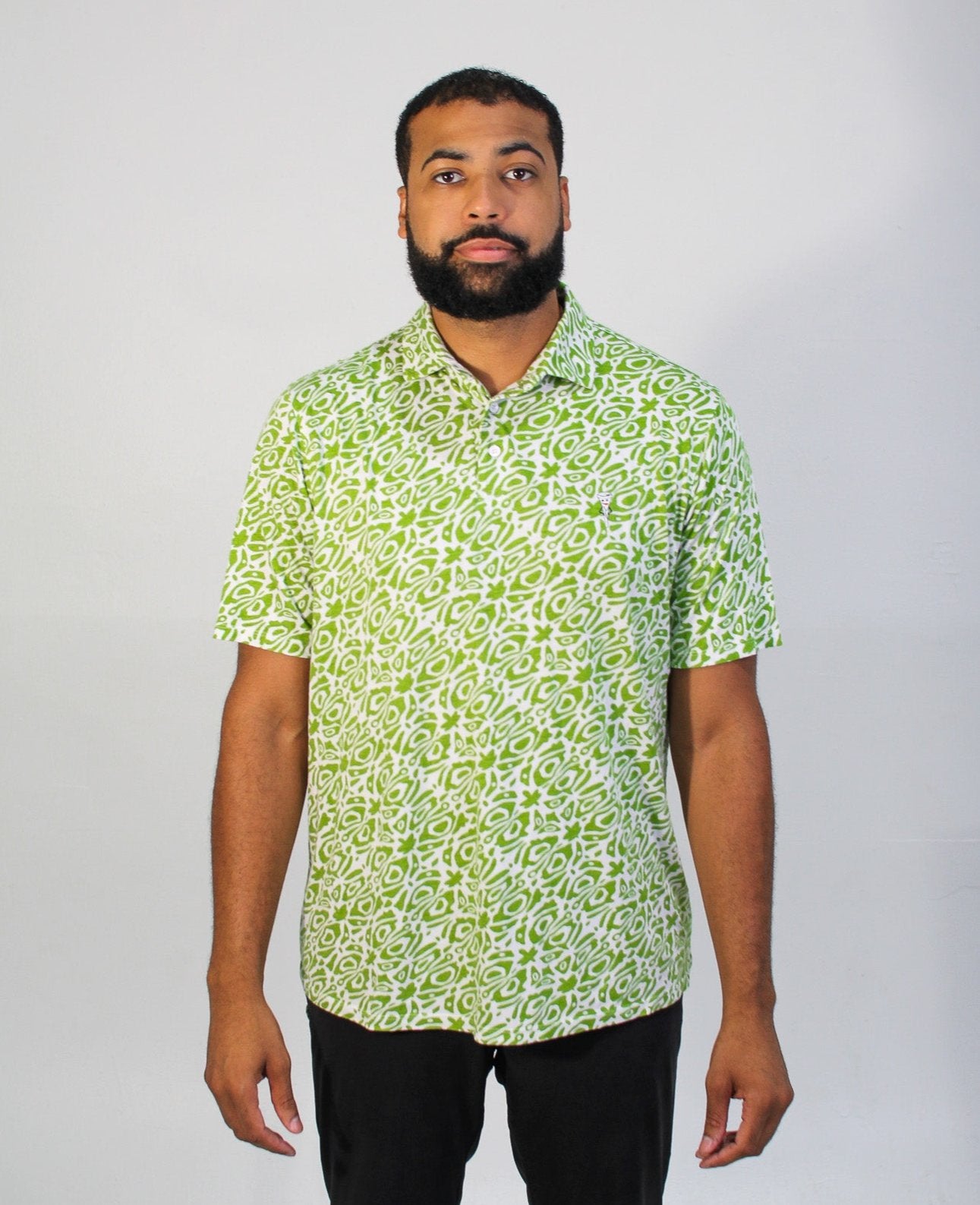 Fairway Printed Polo, Green & White