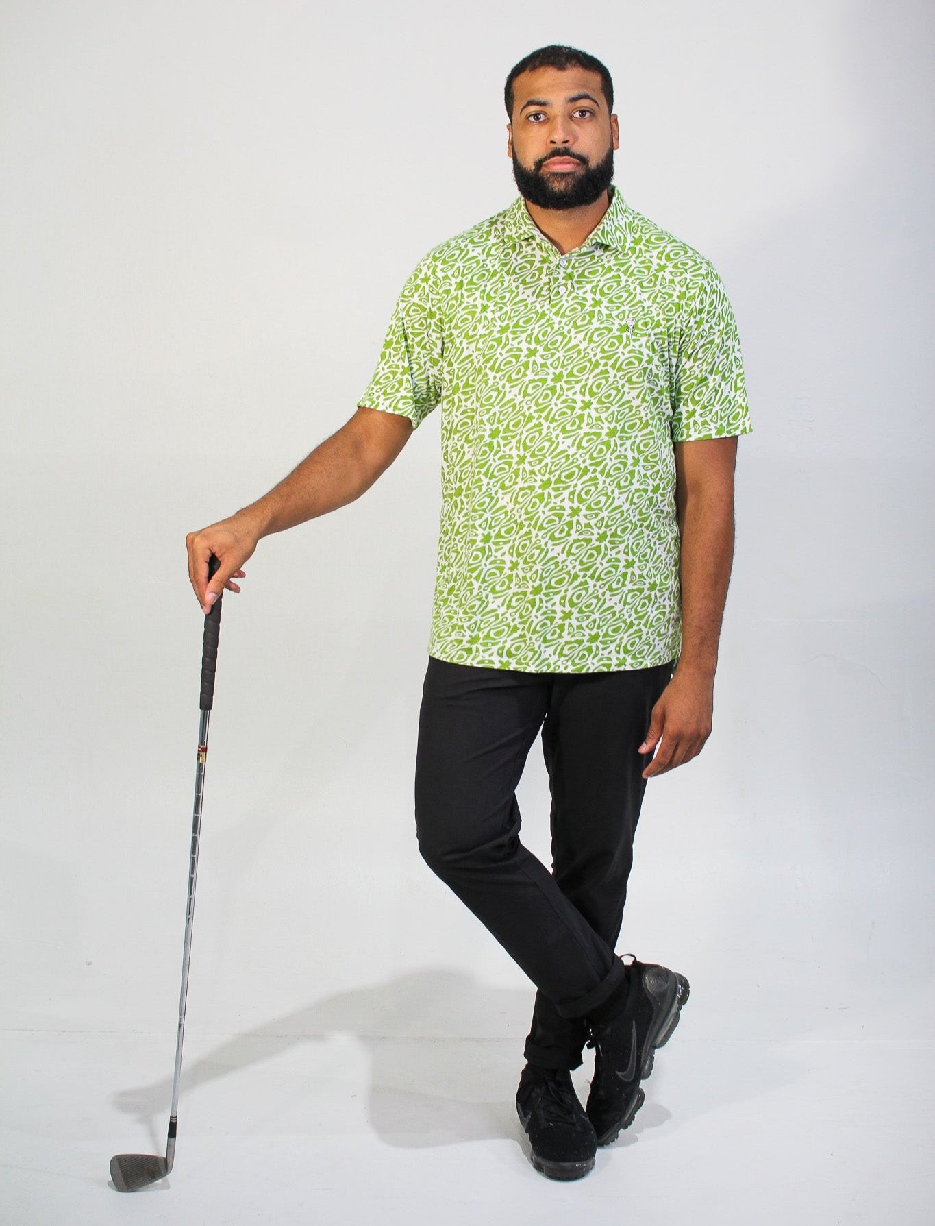 Fairway Printed Polo, Green & White