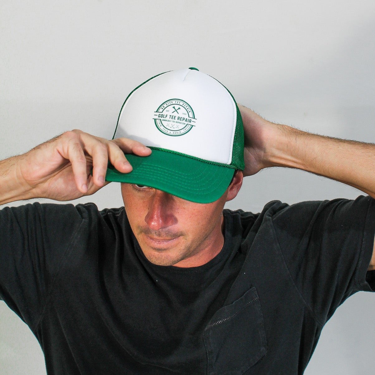 Trucker Hat, On Site Tee Repair Logo, Green