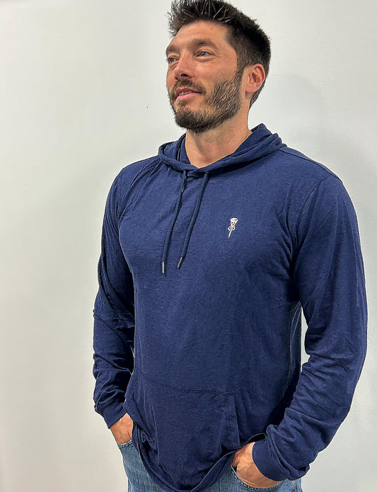 Classic Long Sleeve Solid Sport Hoodie, Navy