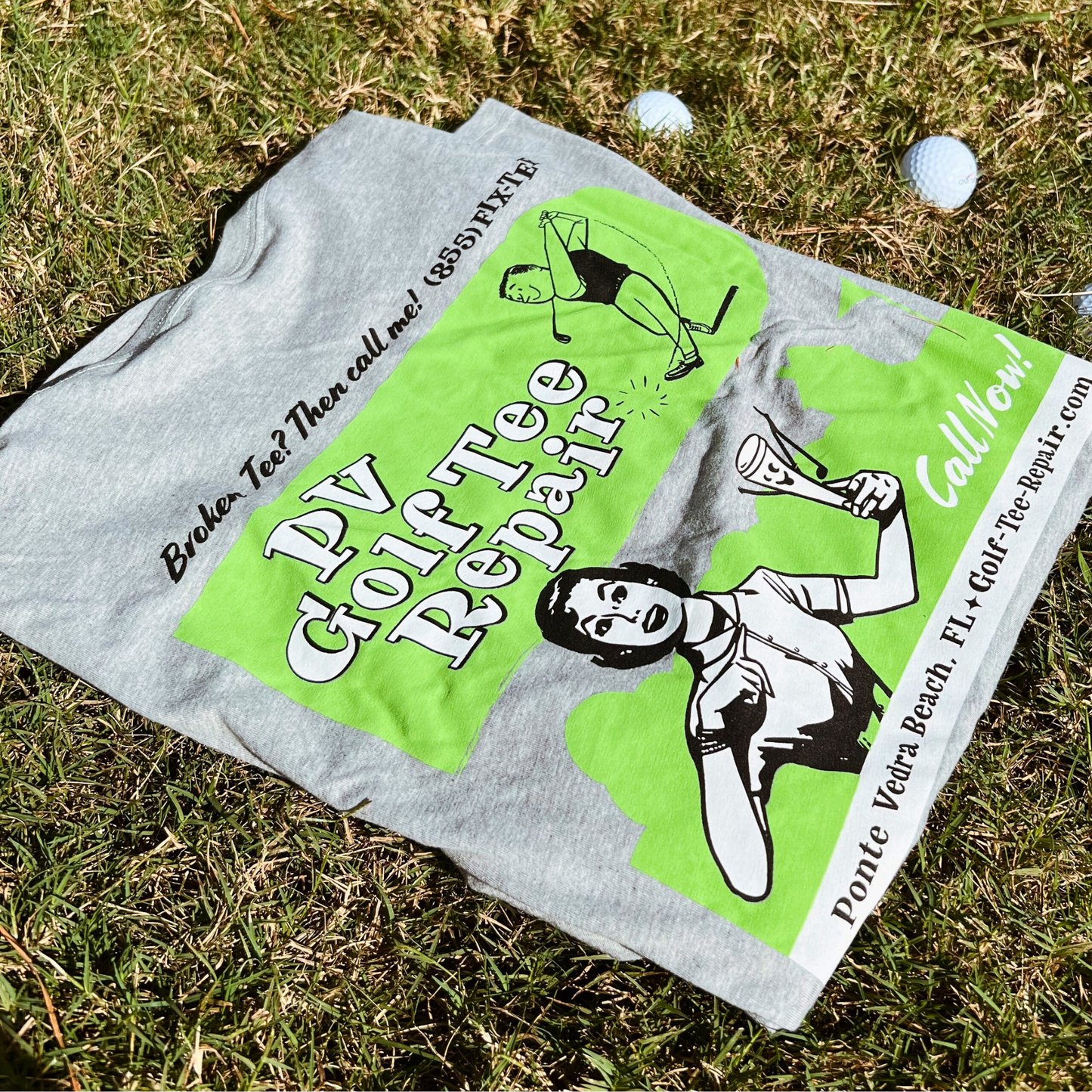 T-Shirt, Golf Tee Repair Shop, Grey