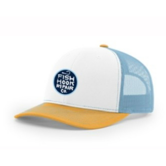 Fish Hook Repair Blue & Yellow Trucker Hat - PREORDER